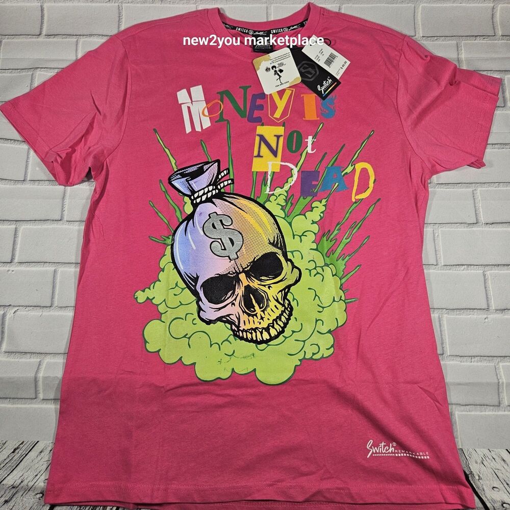 New bleecker & Mercer Mens Short Sleeve PINK MULTICOLOR T Shirt SIZE EXTRA LARGE